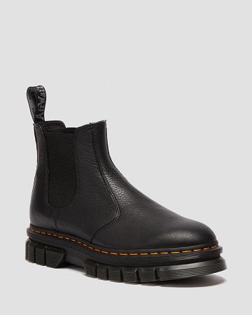 Black Men's Dr Martens Rikard Lunar Leather Chelsea Boots | CA 494DFM